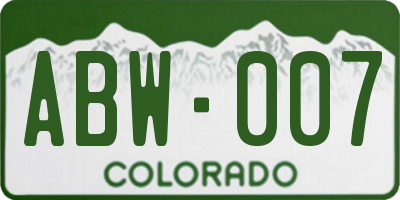 CO license plate ABW007