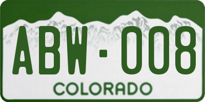CO license plate ABW008