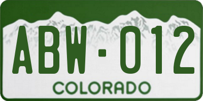 CO license plate ABW012
