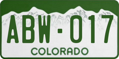 CO license plate ABW017