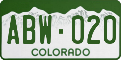 CO license plate ABW020
