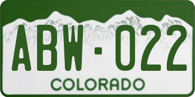 CO license plate ABW022