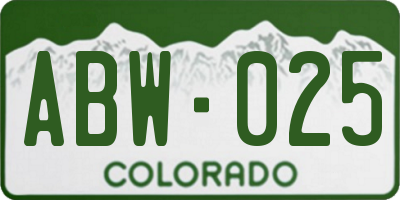 CO license plate ABW025