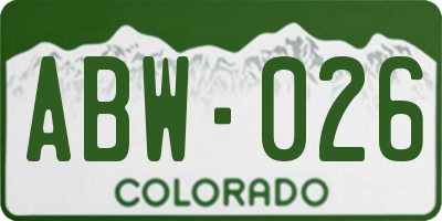 CO license plate ABW026