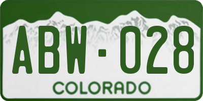 CO license plate ABW028