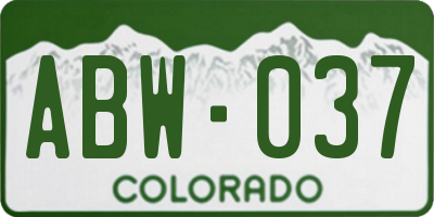 CO license plate ABW037