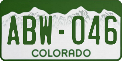 CO license plate ABW046