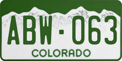 CO license plate ABW063