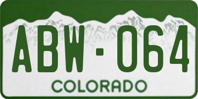 CO license plate ABW064