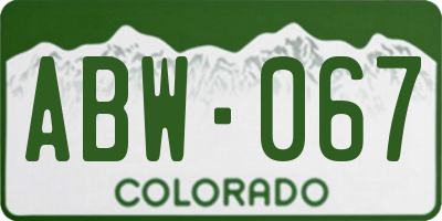 CO license plate ABW067