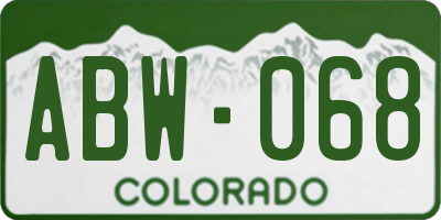 CO license plate ABW068