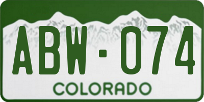 CO license plate ABW074