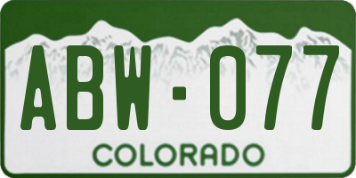 CO license plate ABW077