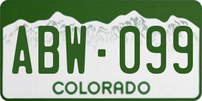 CO license plate ABW099