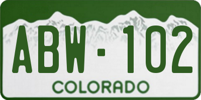 CO license plate ABW102