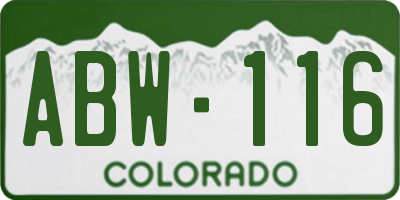CO license plate ABW116