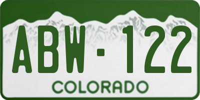 CO license plate ABW122
