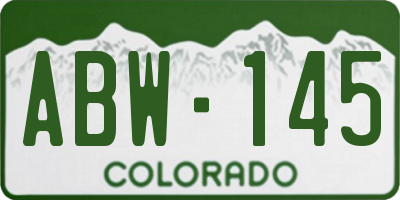 CO license plate ABW145
