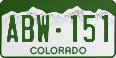 CO license plate ABW151