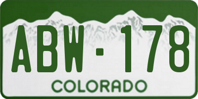 CO license plate ABW178