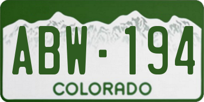CO license plate ABW194