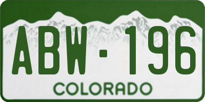 CO license plate ABW196