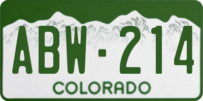 CO license plate ABW214