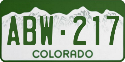 CO license plate ABW217