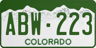 CO license plate ABW223
