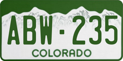 CO license plate ABW235