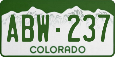 CO license plate ABW237