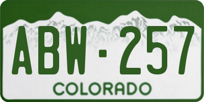 CO license plate ABW257
