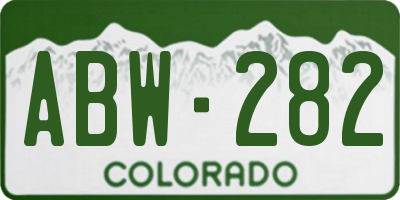CO license plate ABW282
