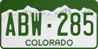 CO license plate ABW285