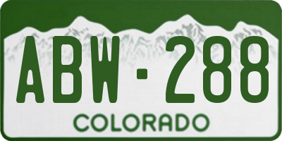 CO license plate ABW288