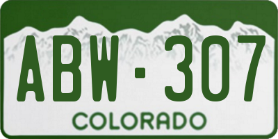 CO license plate ABW307
