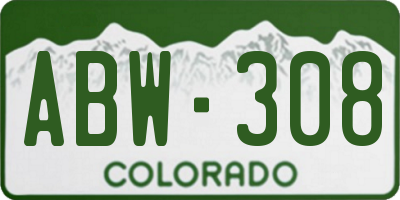 CO license plate ABW308