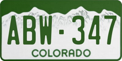 CO license plate ABW347