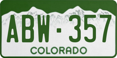 CO license plate ABW357