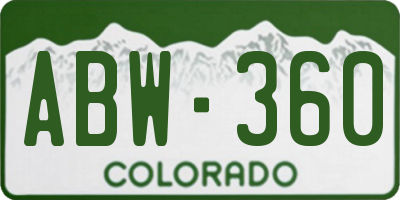 CO license plate ABW360