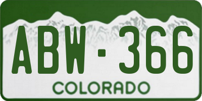 CO license plate ABW366