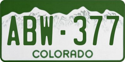 CO license plate ABW377