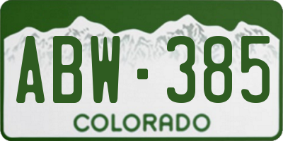 CO license plate ABW385