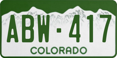 CO license plate ABW417