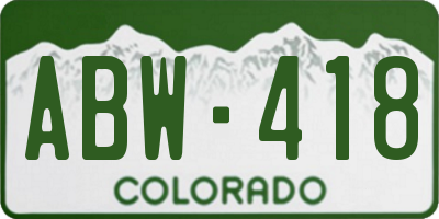 CO license plate ABW418