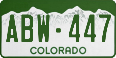 CO license plate ABW447