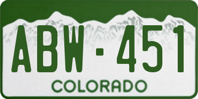 CO license plate ABW451