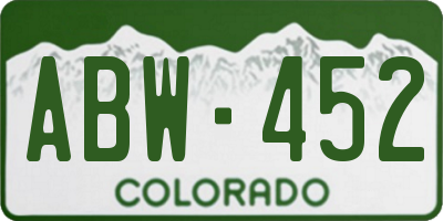 CO license plate ABW452