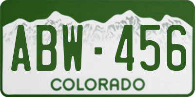CO license plate ABW456