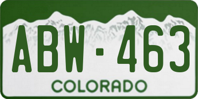 CO license plate ABW463